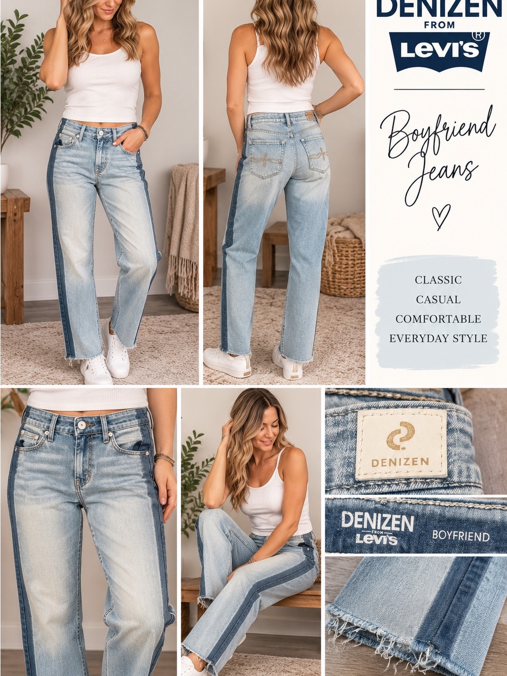 Denizen from Levi's Two-Tone Light Blue Boyfriend Jeans